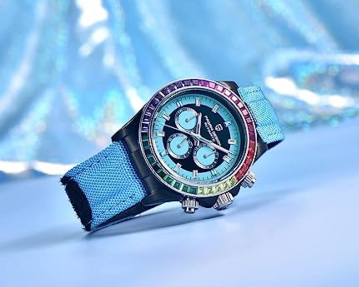 Pagani Design PD-1732 Watches for Men Luxury Automatic Mechanical Watch 40mm Rainbow Bezel Casual Fashion Sport Chronograph Wristwatches Waterproof 200M - Blue