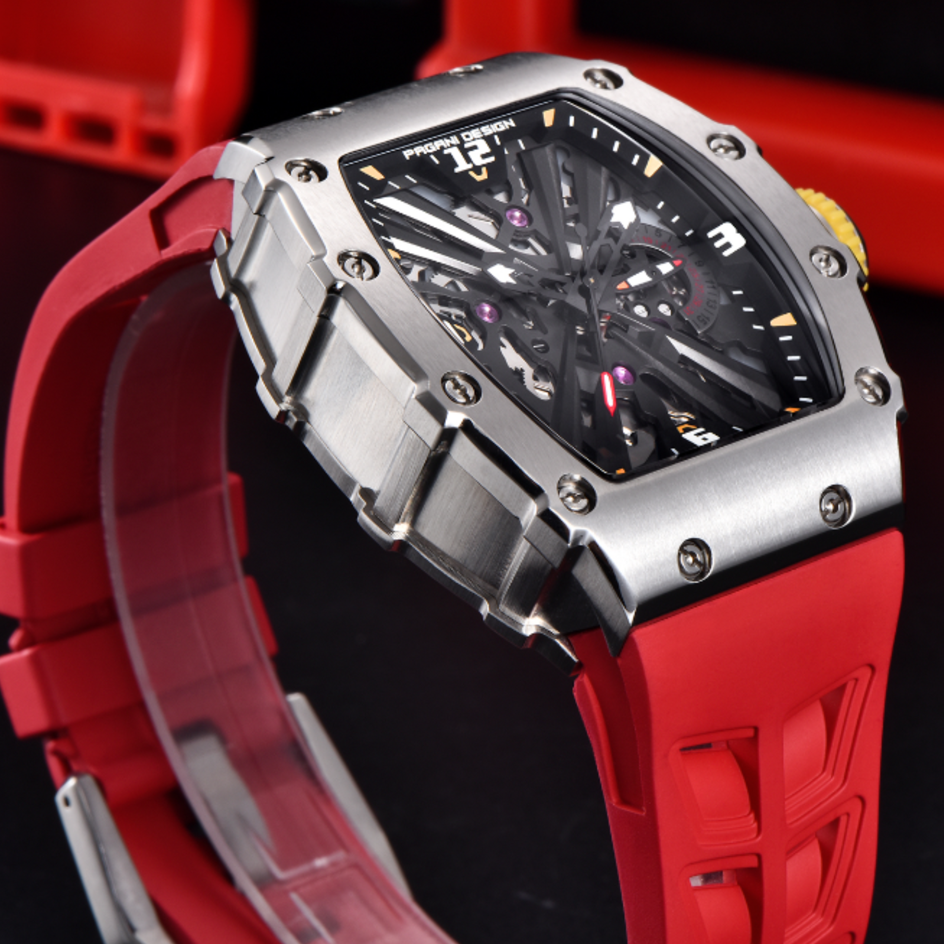 PAGANI DESIGN PD-1738  Waterproof Stainless Steel Skeleton Wristwatch Sport Chronograph Watch for Men - VH65 Movement