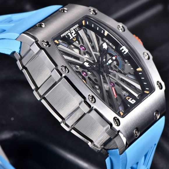 PAGANI DESIGN PD-1738  Waterproof Stainless Steel Skeleton Wristwatch Sport Chronograph Watch for Men - VH65 Movement