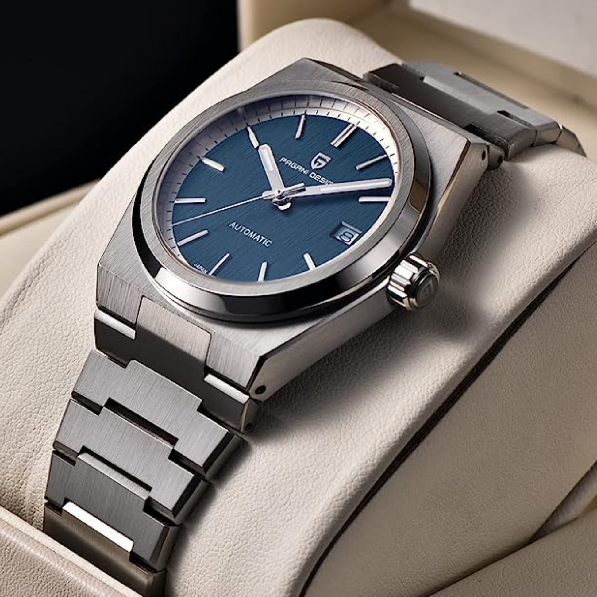 Pagani Design PD-1753 PRX Powermatic 38MM 100M Waterproof Japan NH35 Automatic Mechanical Watch Sapphire Crystal AR Coating Luminous Stainless Steel Business Watch - Blue