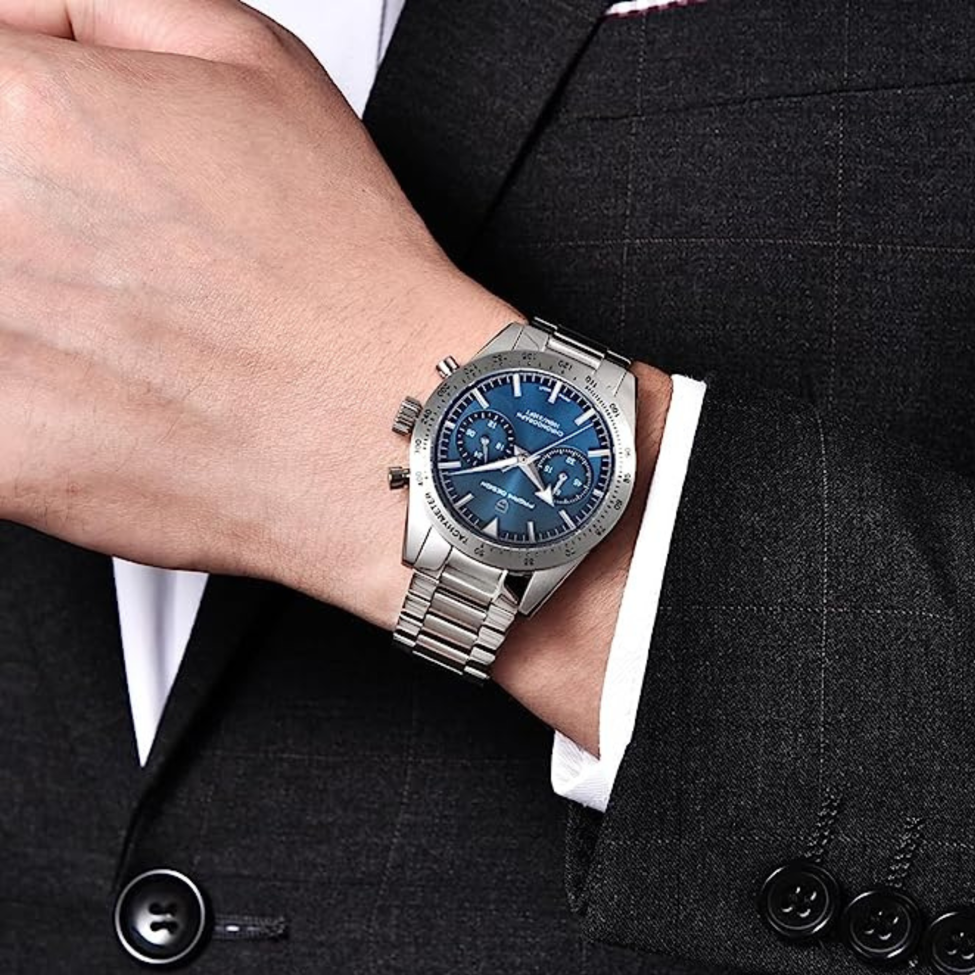 Pagani Design 1766 Homage Men's Chronograph Watches Stainless Steel 40mm Case VK64 Quartz Movement 100M Waterproof Casual Sport Retro Watch - Blue