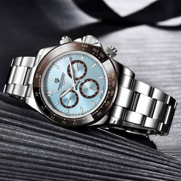 Pagani Design PD-1644 Daytona Chronograph Luxury Meca-quartz Movement (Japanese VK63) | Stainless Steel Men's 40MM Watch - Ice Blue