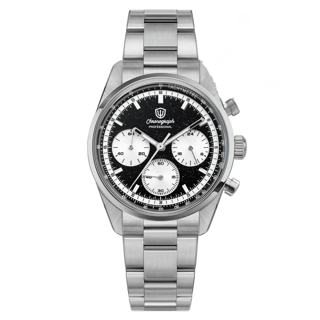 Watchdives WD0526 38.5mm VK63 Chronograph Watch (Black Aventurine)
