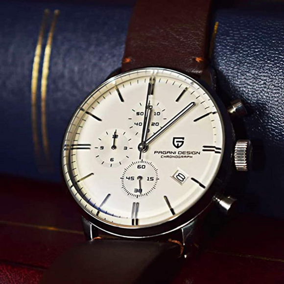 Pagani Design PD-2720K Chronograph (Movement Japanese VK67) | Stainless Steel Men's Luxury Watch - White Dial