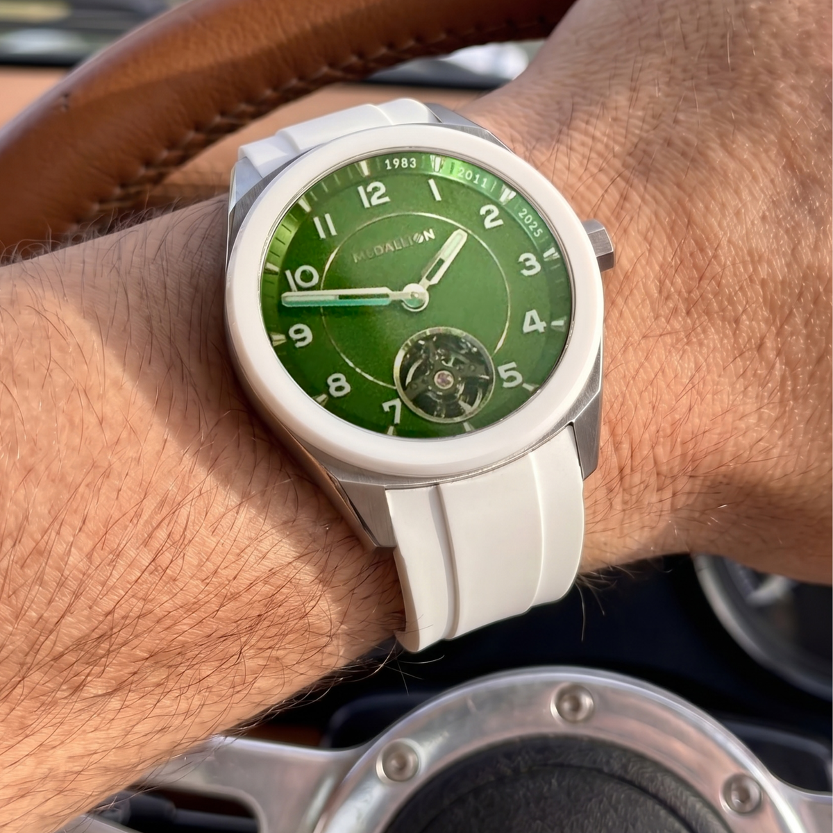 MEDALLION  The Cricket Watch | World Cup Edition | Rose Gold with White FKM Strap