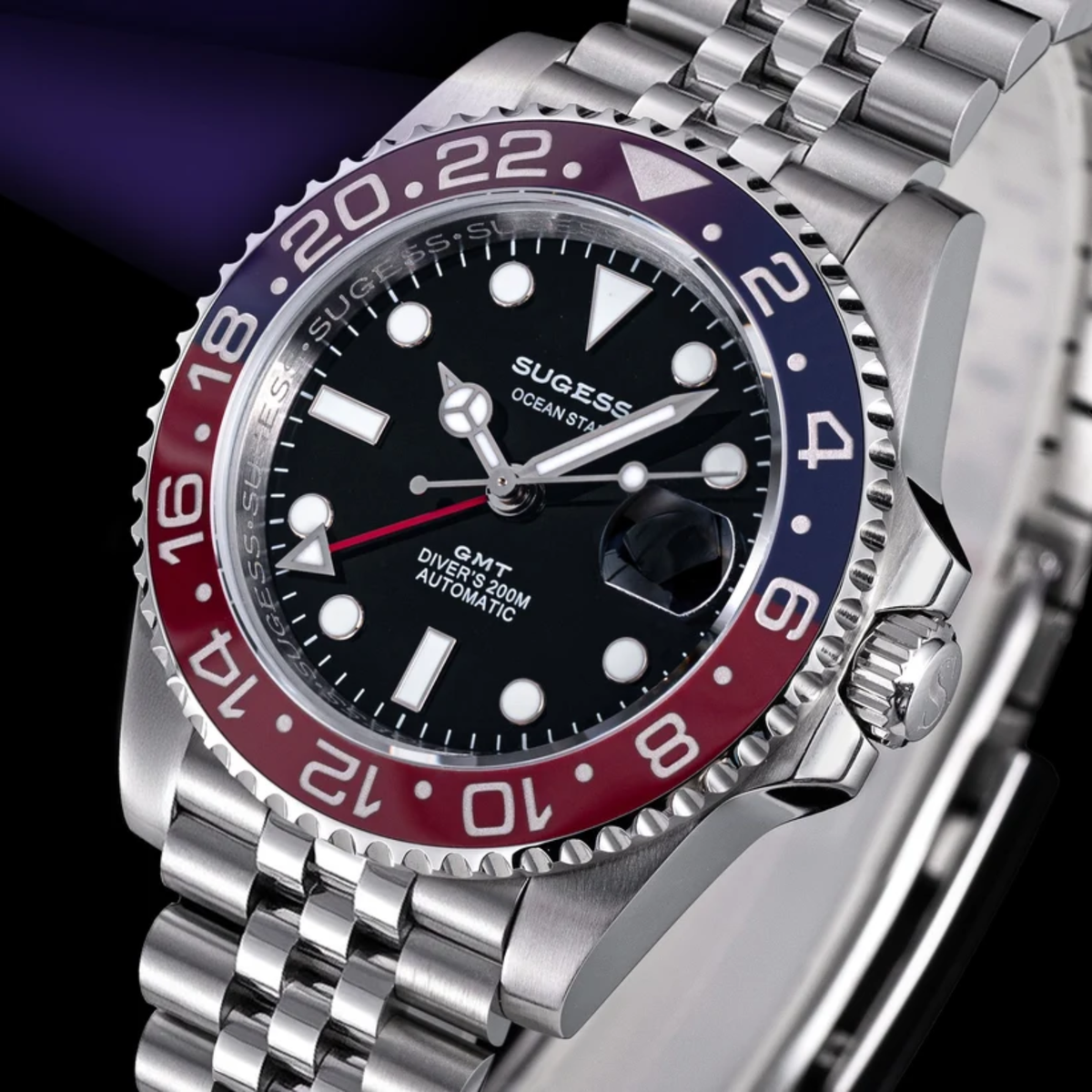 Sugess S420 Red & Blue Bezel GMT Jubilee Bracelet