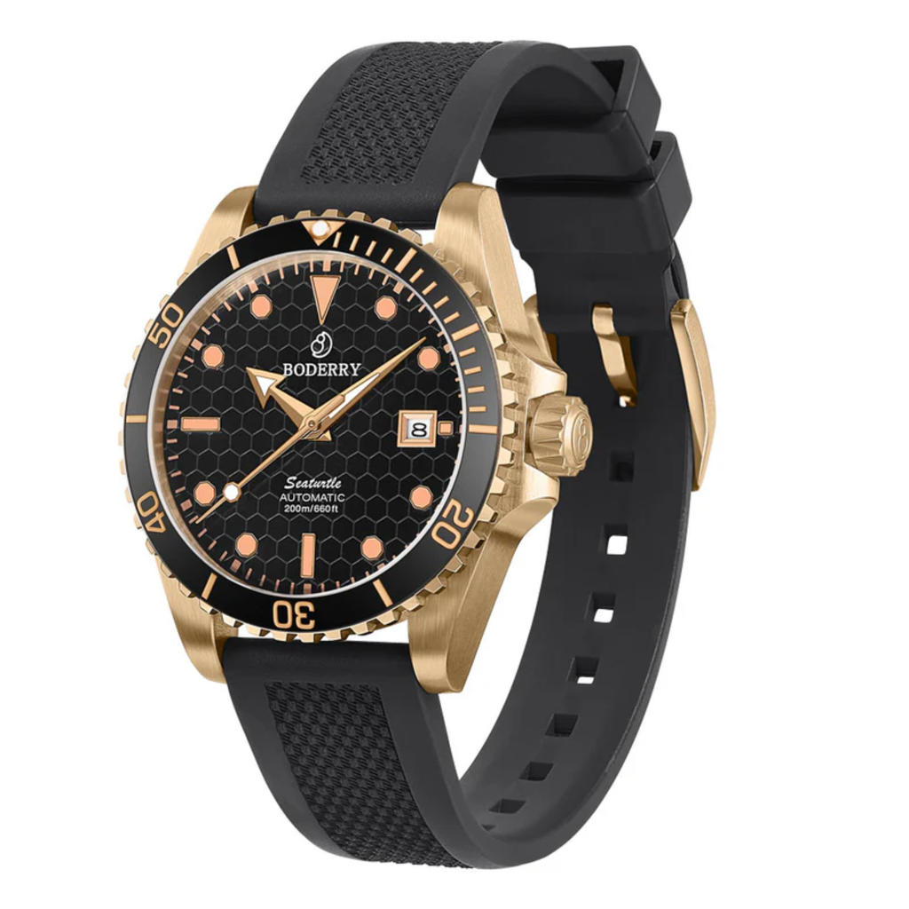 SEATURTLE OCEAN(BRONZE) - Automatic Bronze Diver Watch | Sea Black/FKM Rubber