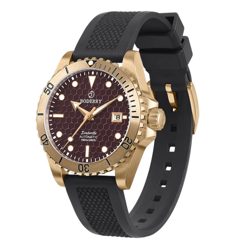 SEATURTLE OCEAN(BRONZE) - Automatic Bronze Diver Watch | Sea Red/FKM Rubber