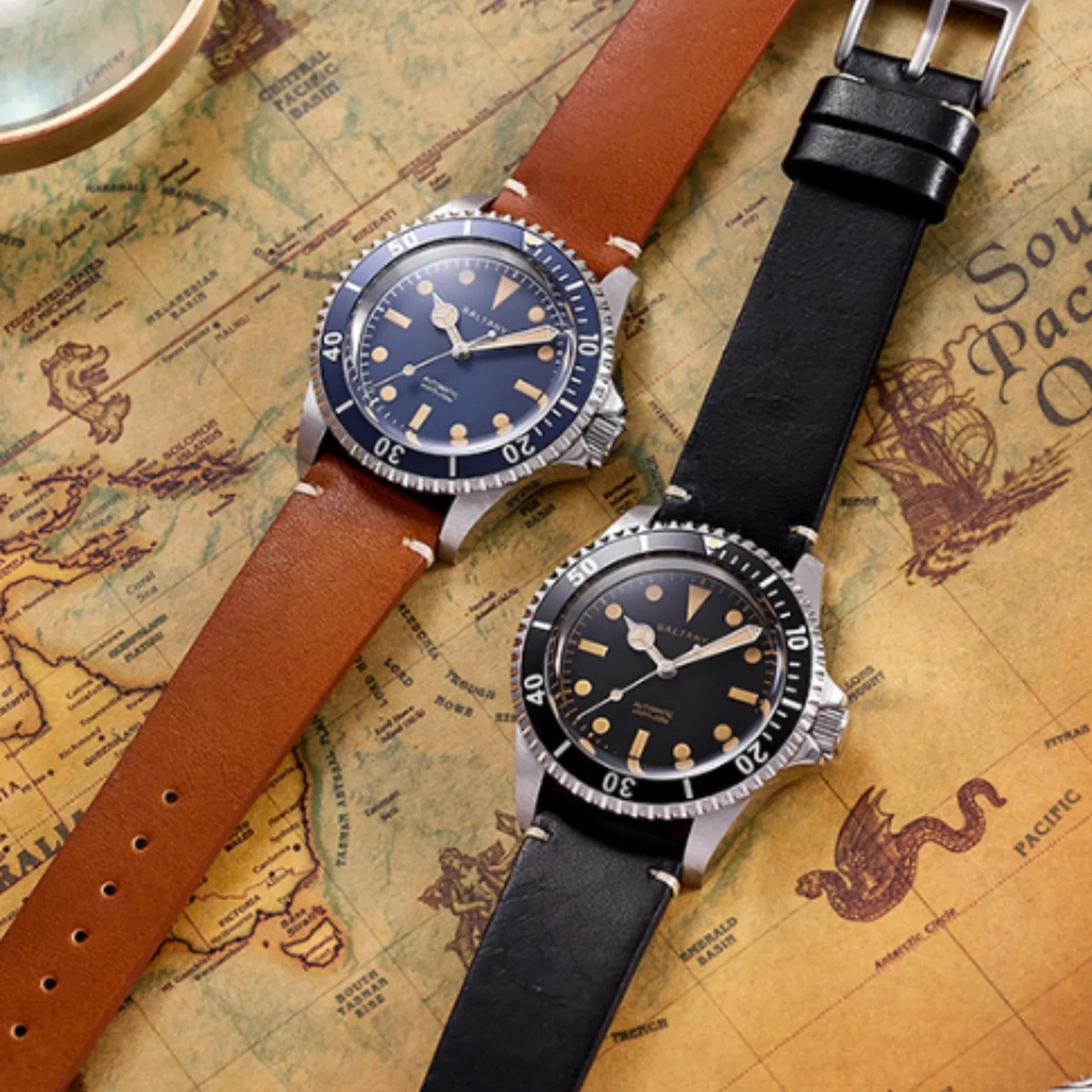 39mm Baltany NH38 Automatic Retro Diver Watch D3043AB - DREAM WATCHES