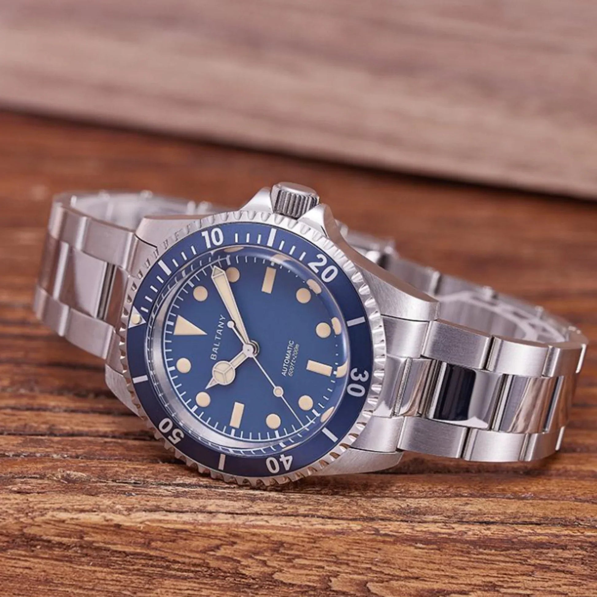 39mm Baltany NH38 Automatic Retro Diver Watch D3043AB - DREAM WATCHES