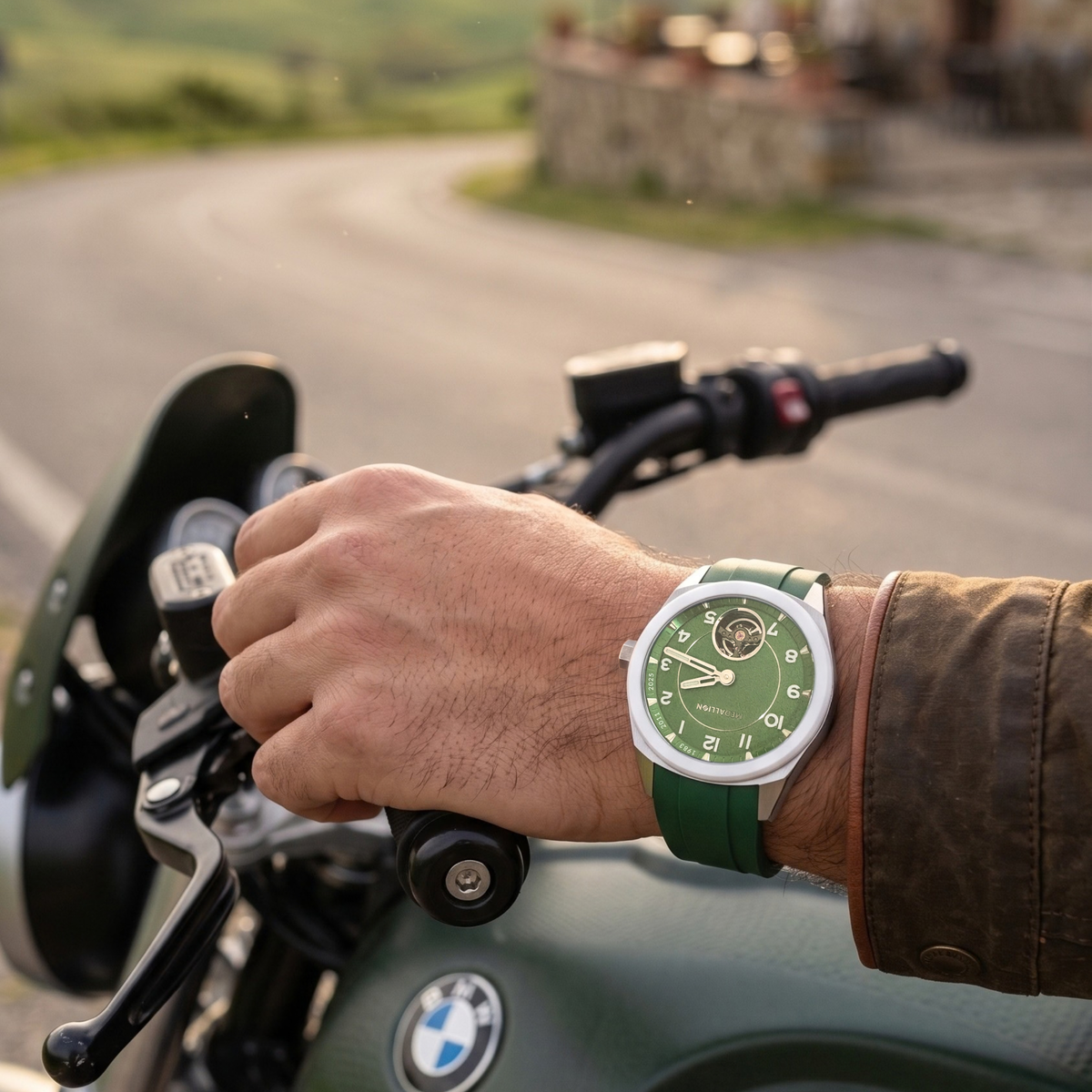 MEDALLION  The Cricket Watch | World Cup Edition | Silver with Green FKM Strap