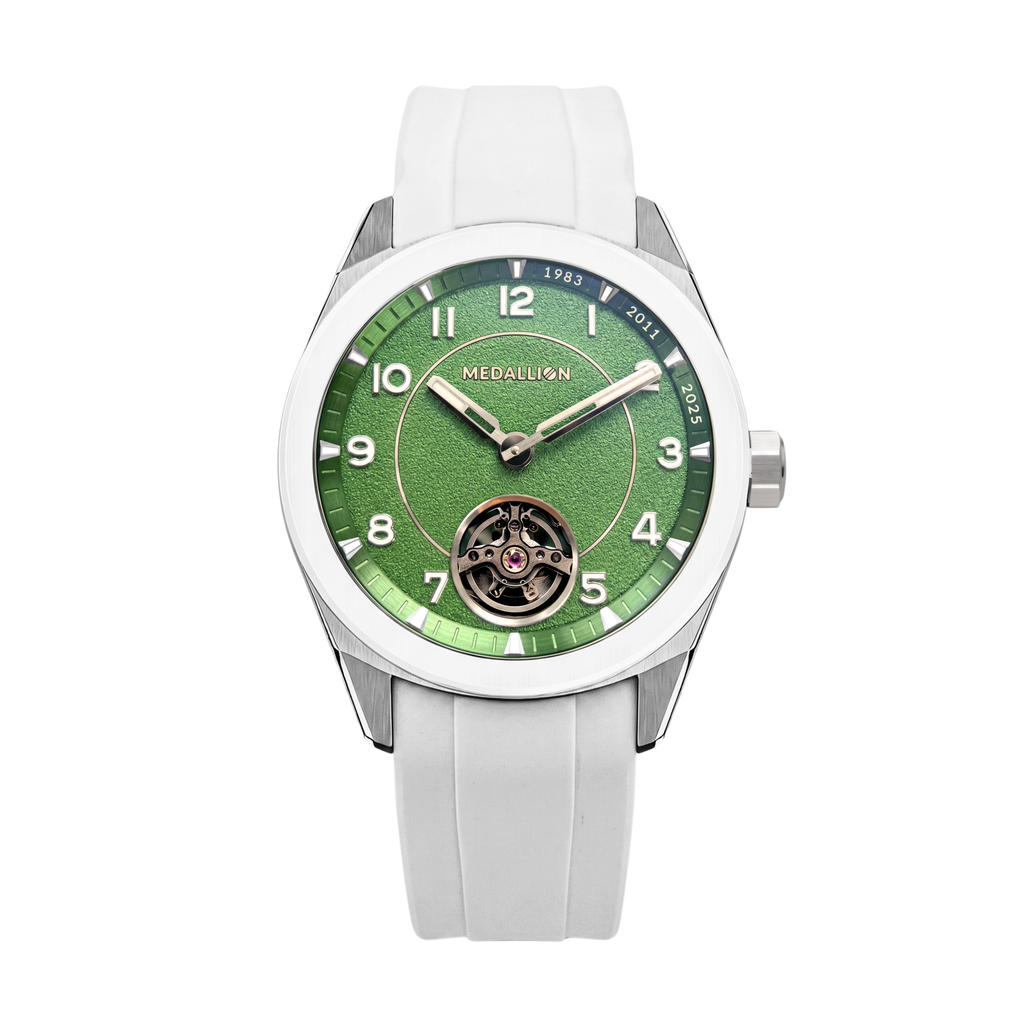MEDALLION  The Cricket Watch | World Cup Edition | Silver with White FKM Strap