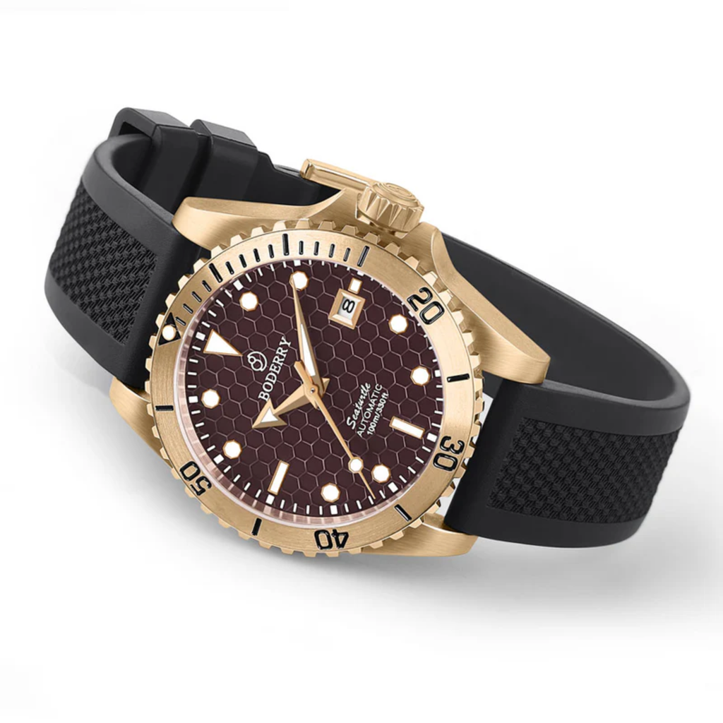 SEATURTLE OCEAN(BRONZE) - Automatic Bronze Diver Watch | Sea Red/FKM Rubber