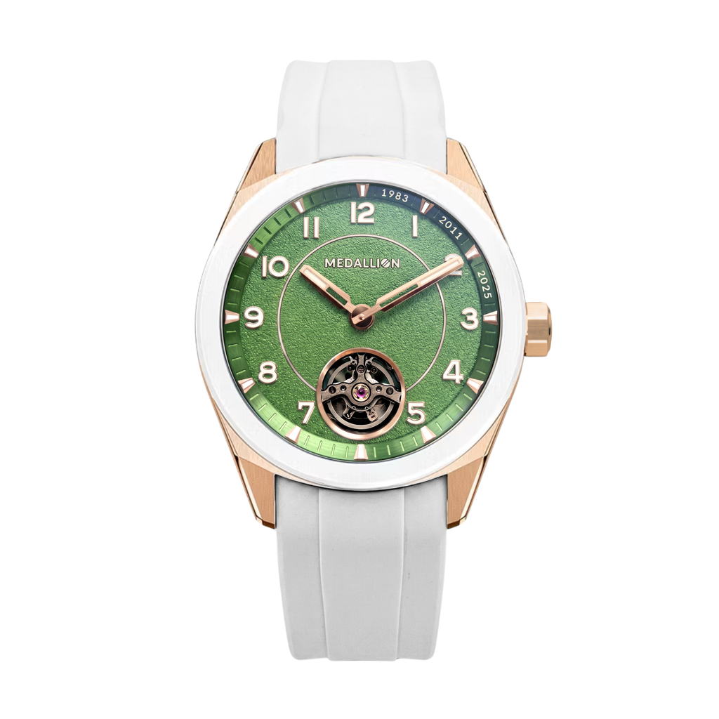 MEDALLION  The Cricket Watch | World Cup Edition | Rose Gold with White FKM Strap