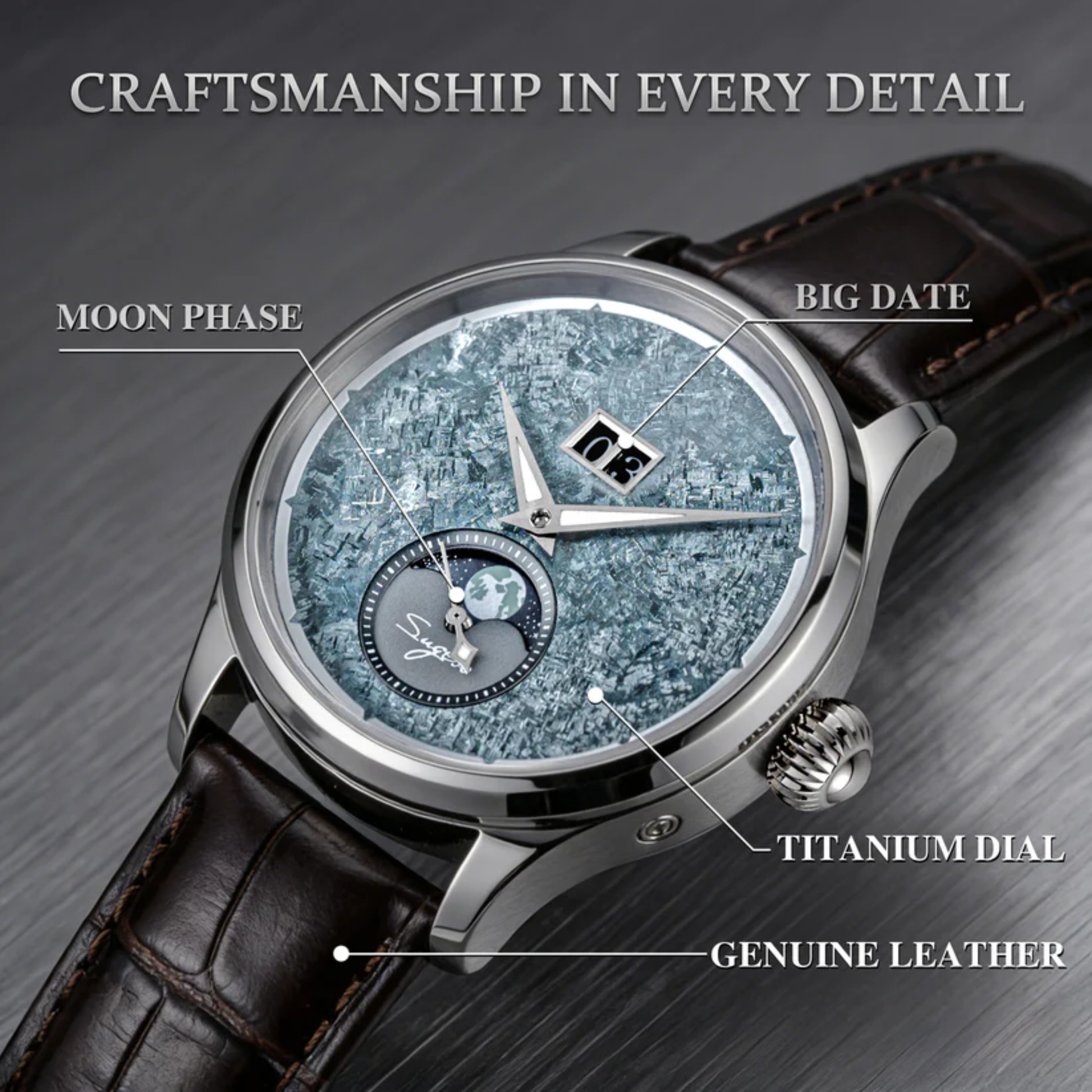 Sugess S401 MoonPhase Master Automatic Iceblue Dial
