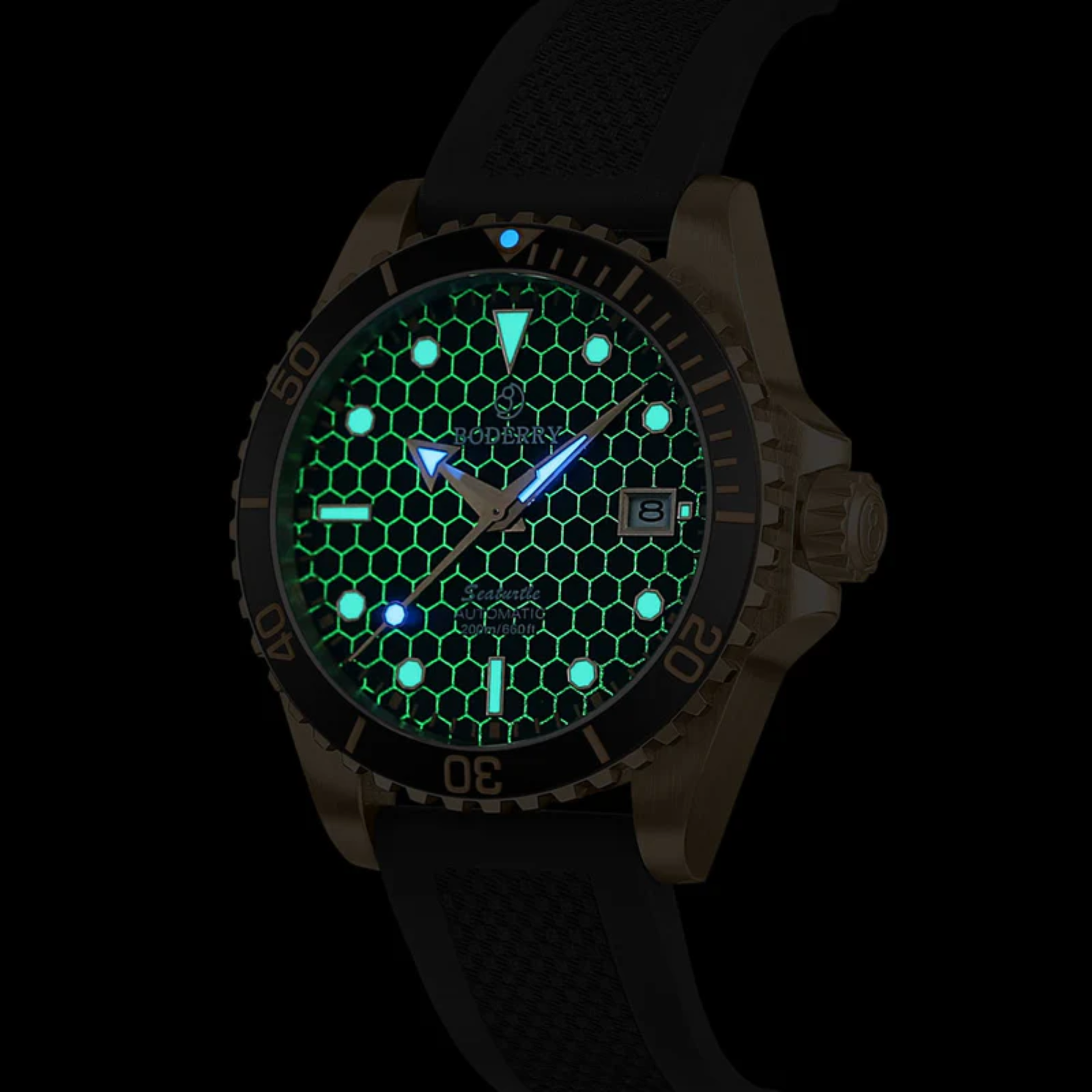 SEATURTLE OCEAN(BRONZE) - Automatic Bronze Diver Watch | Sea Black/FKM Rubber
