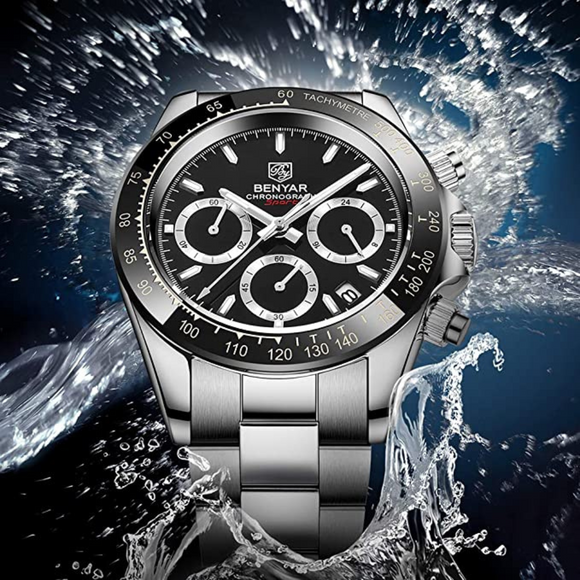 Benyar - BY-5169 Silver Black Classic Men's Watch with Chronograph and Stainless Steel Strap benyar watches online india dream watches