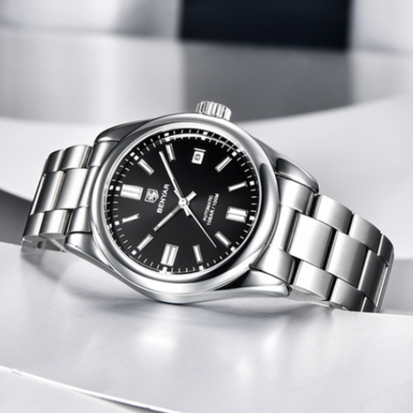 BENYAR Classic Men's Watch Stainless Steel Strap Waterproof Luminous Simple Business Sports Wristwatch - Black Dial benyar watches online india dream watches