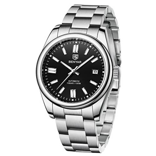 BENYAR Classic Men's Watch Stainless Steel Strap Waterproof Luminous Simple Business Sports Wristwatch - Black Dial benyar watches online india dream watches
