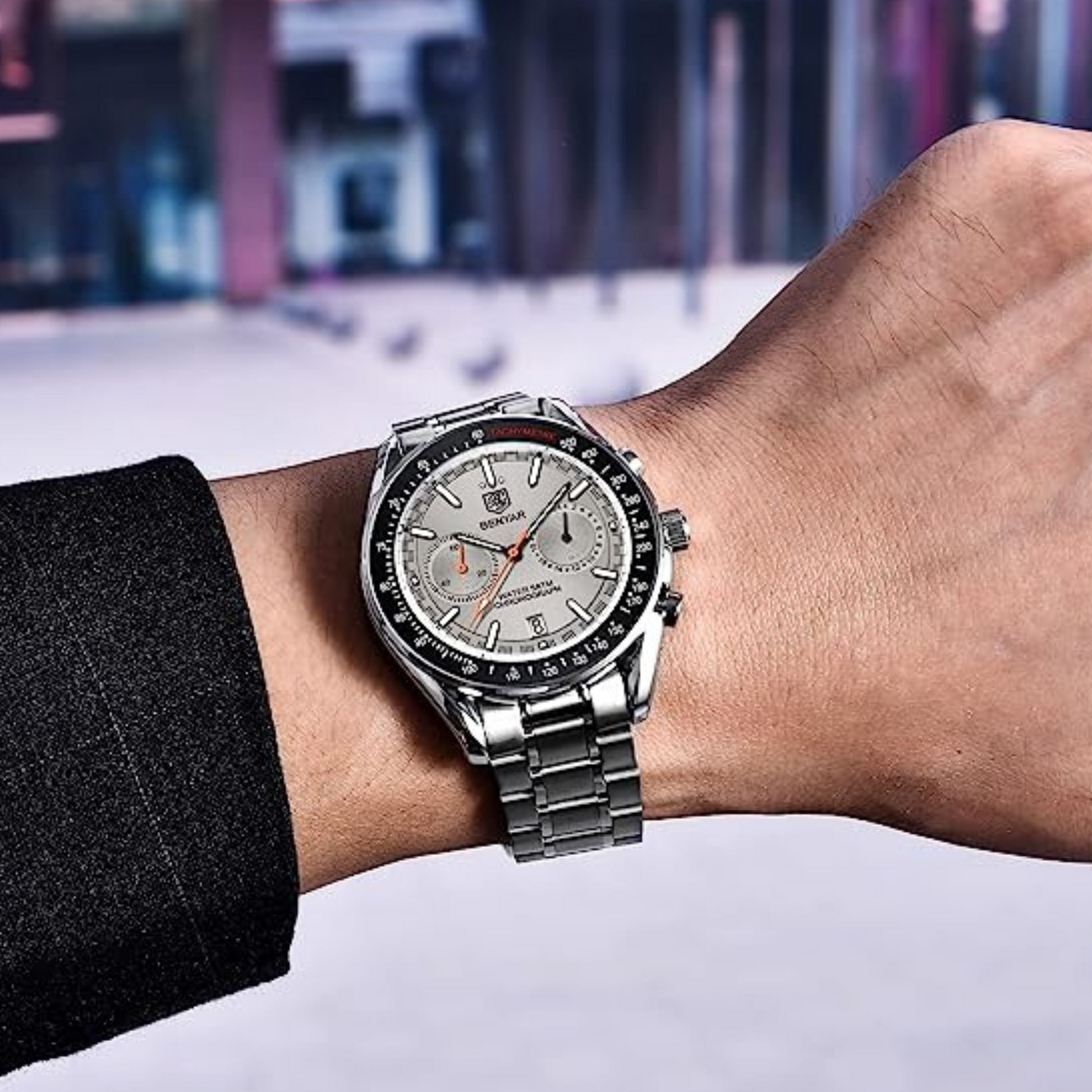 Benyar Latest BY-5194 Luxury Men Automatic Mechanical Watches Waterproof Fashion Watch - White benyar watches online india dream watches