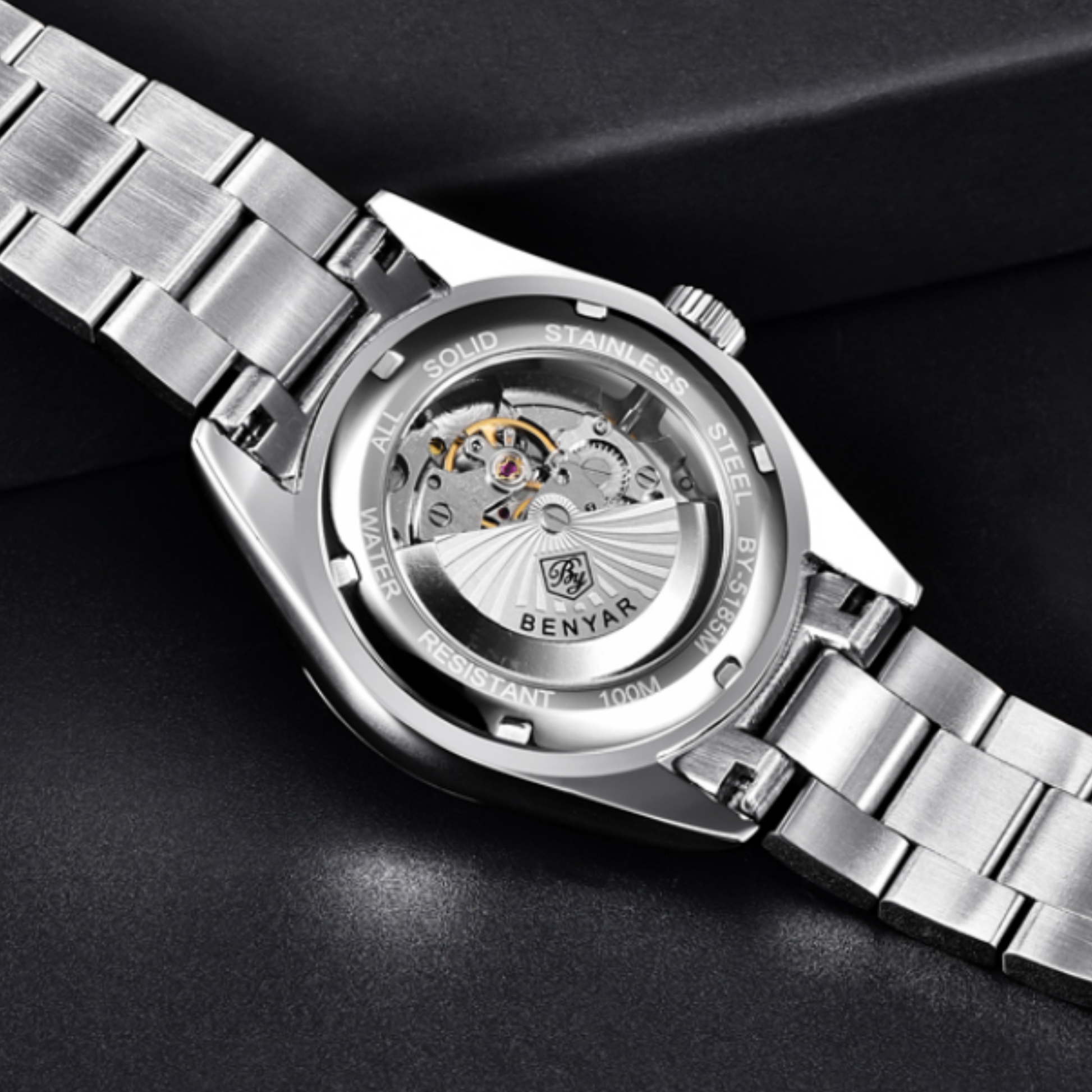 BENYAR Classic Men's Automatic Mechanical Watch Stainless Steel Strap Waterproof Luminous Simple Business Sports Wristwatch - Tiffany Blue Dial benyar watches online india dream watches