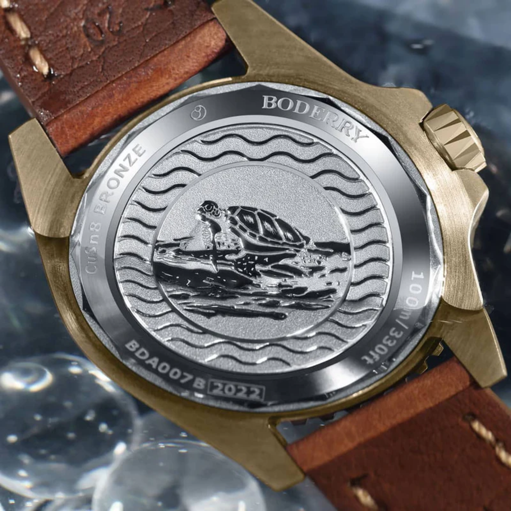 SEATURTLE OCEAN(BRONZE) - Automatic Bronze Diver Watch | Sea Red/FKM Rubber