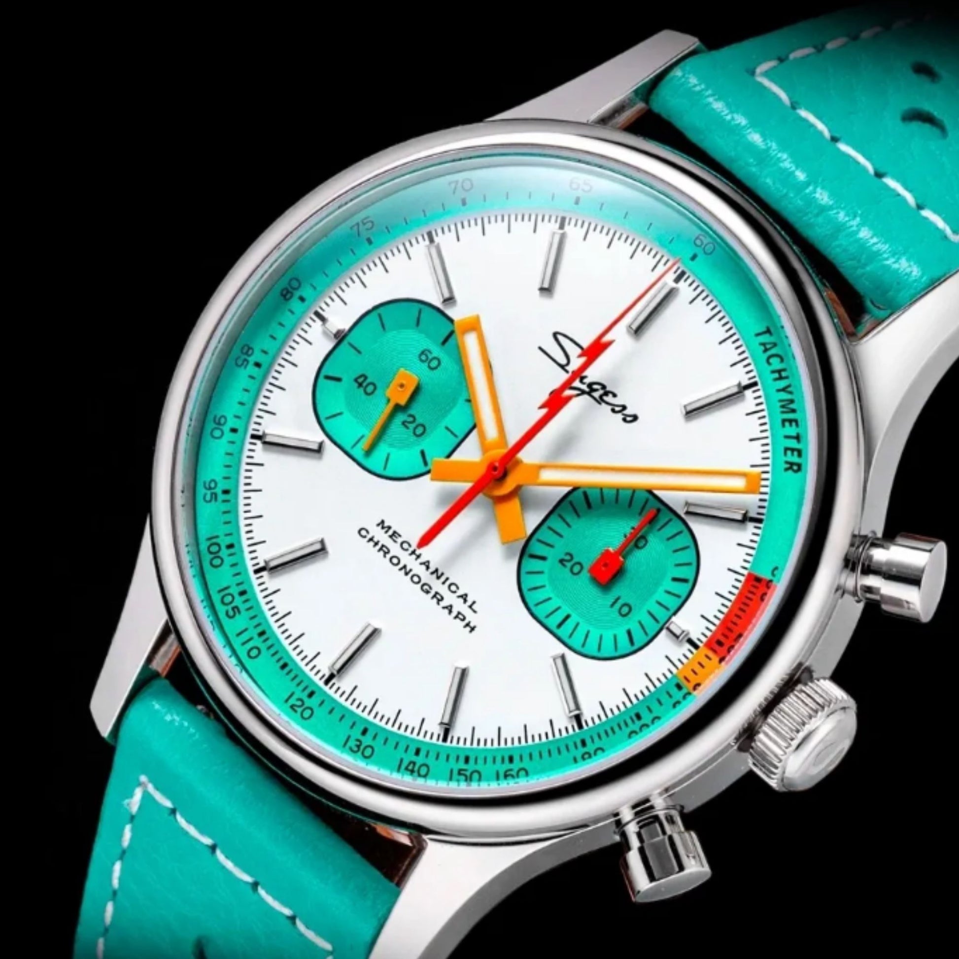 S387F Tiffany Blue Mechanical Chronograph 40 mm V2