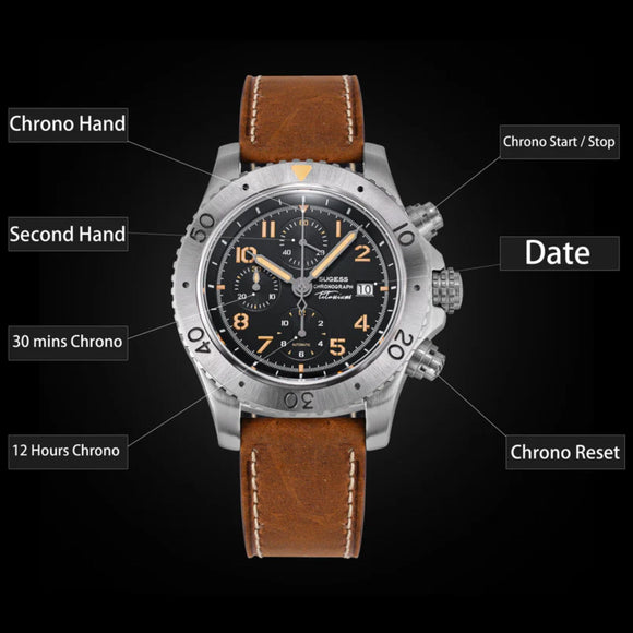 Sugess S464 Titanium Chronograph White Dial