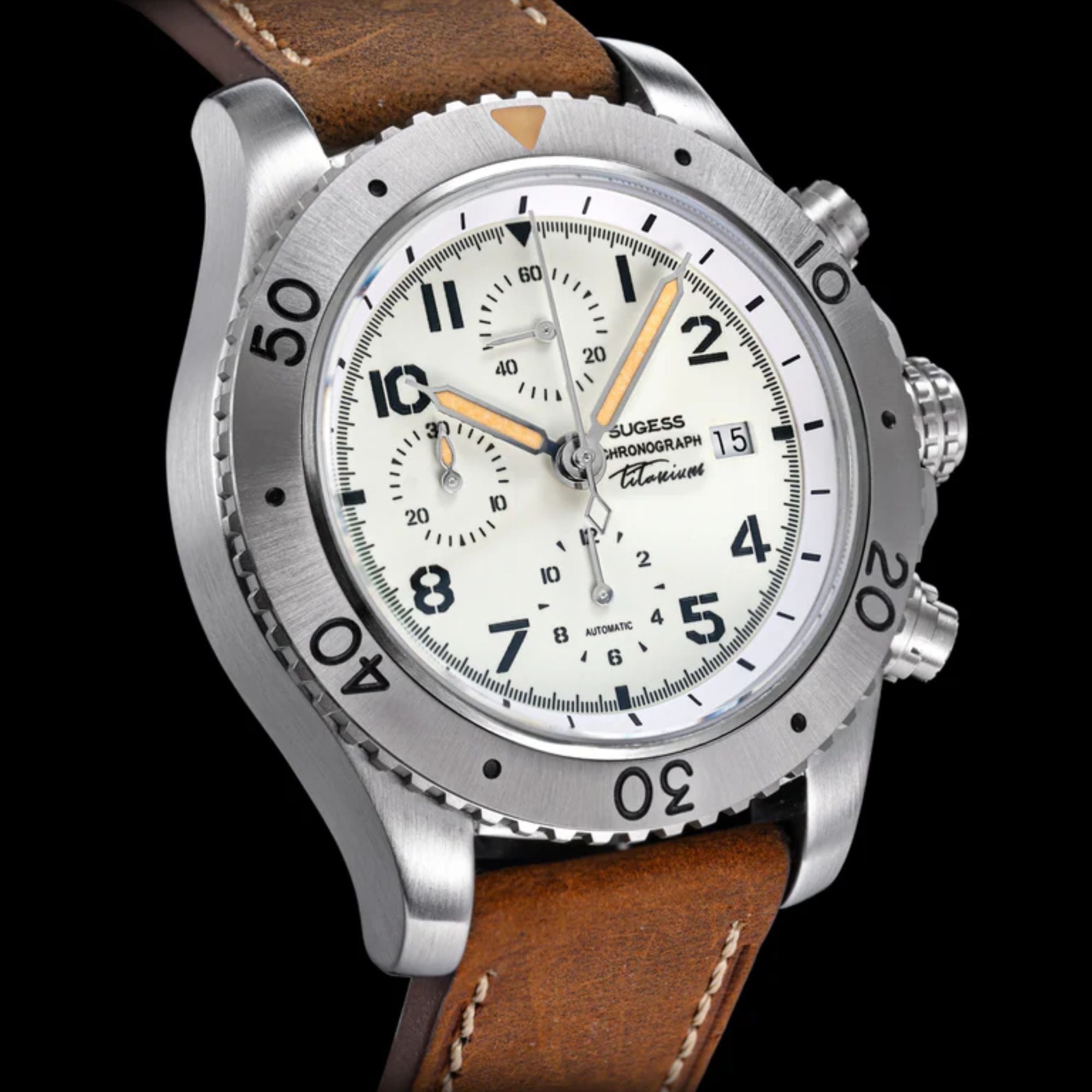 Sugess S464 Titanium Chronograph White Dial
