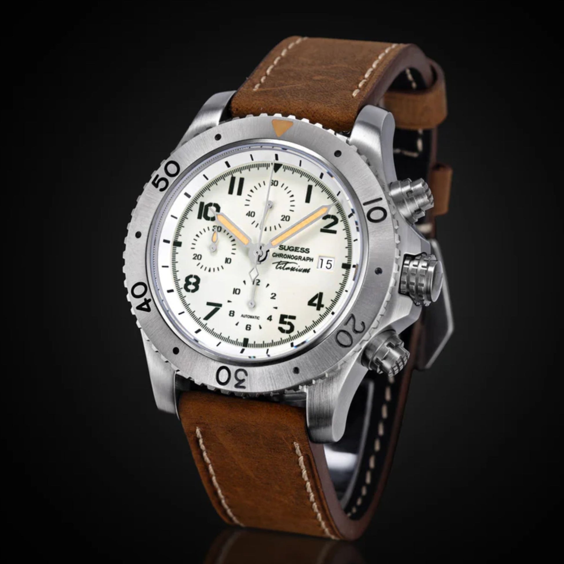 Sugess S464 Titanium Chronograph White Dial
