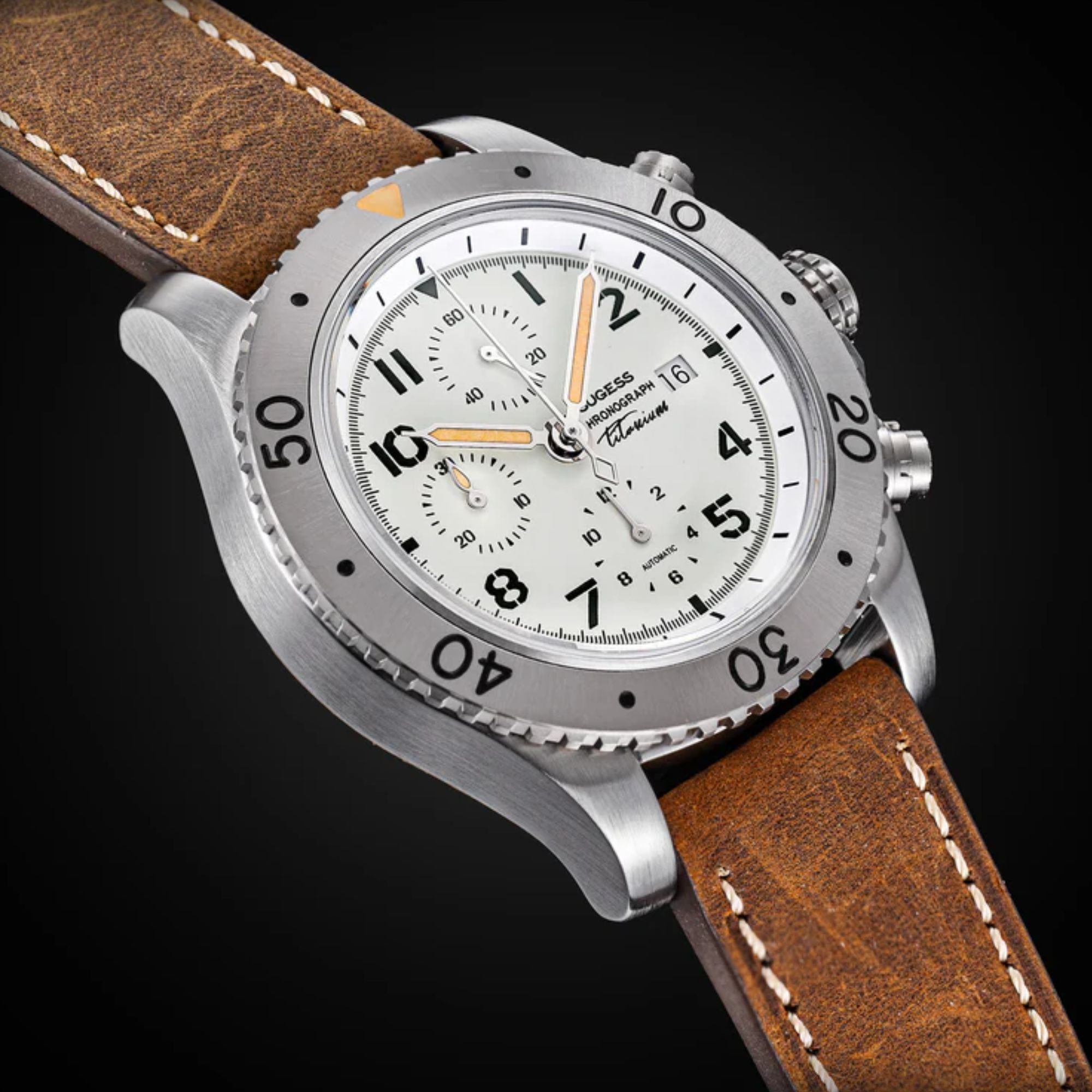 Sugess S464 Titanium Chronograph White Dial