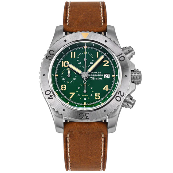 Sugess S464 Titanium Chronograph Green Dial