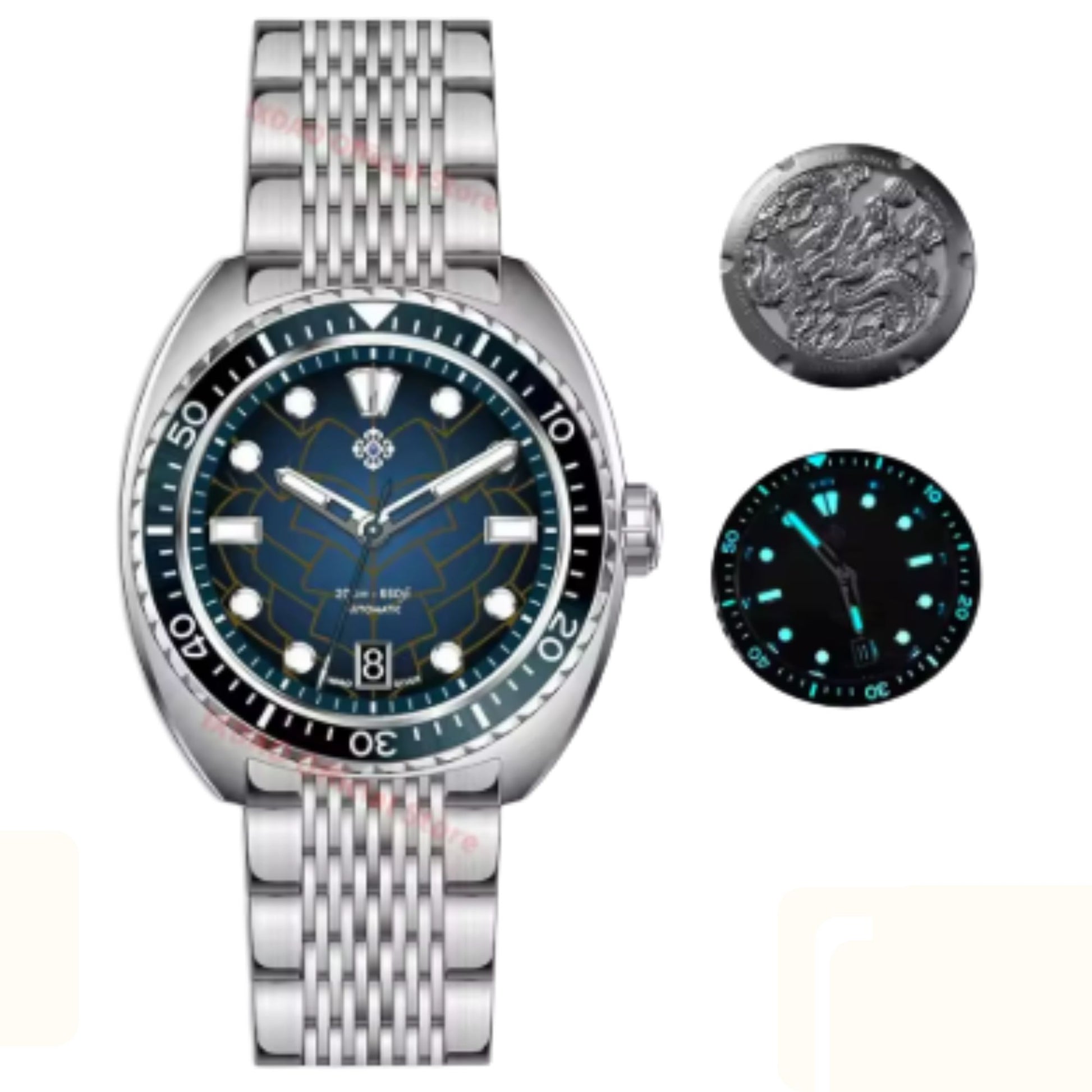 IXDAO JD-X07S Dive Watch for 39.5mm Automatic with NH35A Movement Dragon Scale Pattern