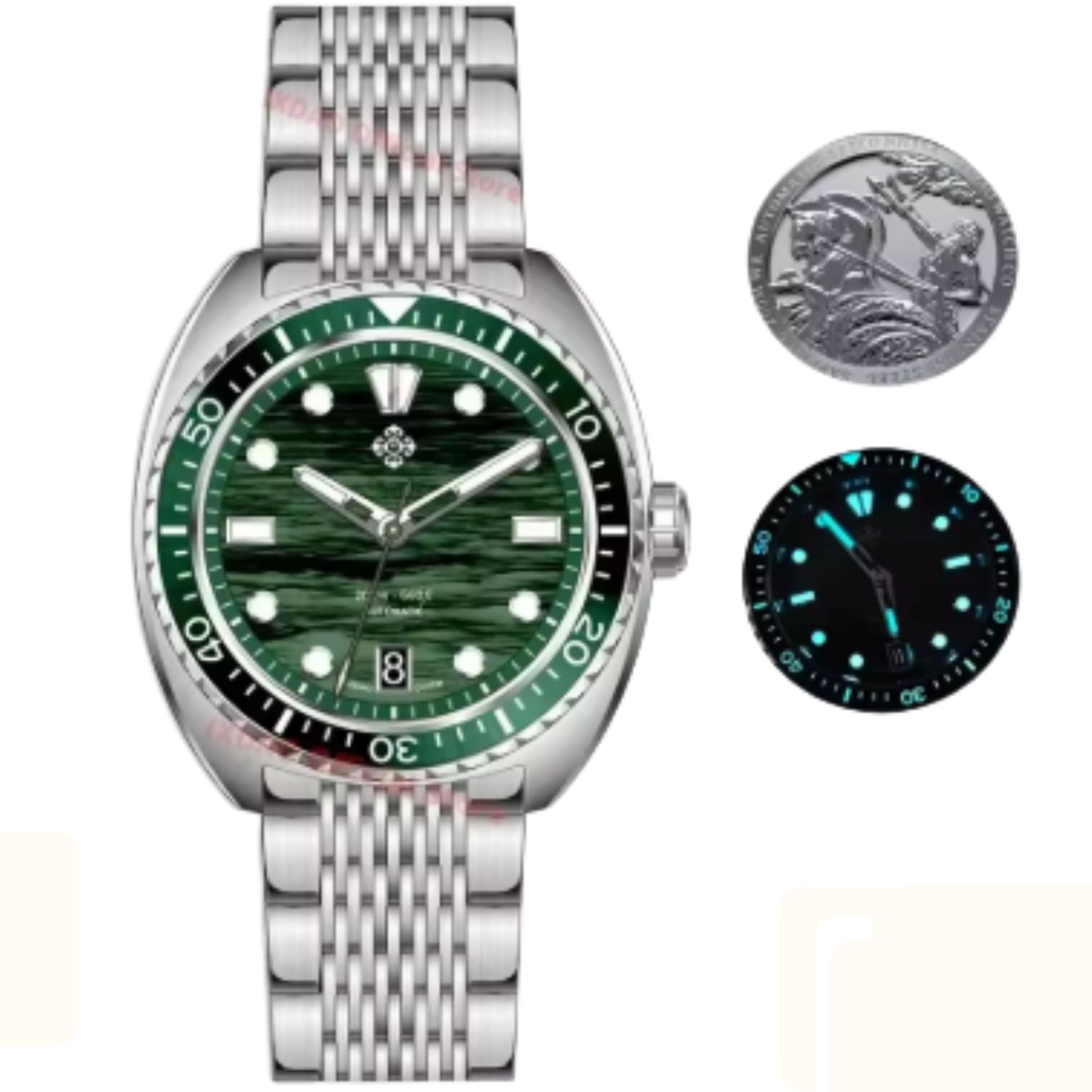 IXDAO JD-X07S Dive Watch for 39.5mm Automatic with NH35A Movement Wave Pattern