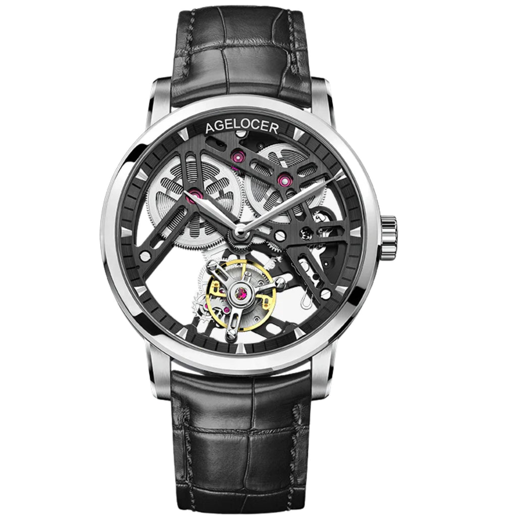 AGELOCER Skeleton Free-sprung Balance Flying Tourbillon Manual Winding Tourbillon Mechanical Watch