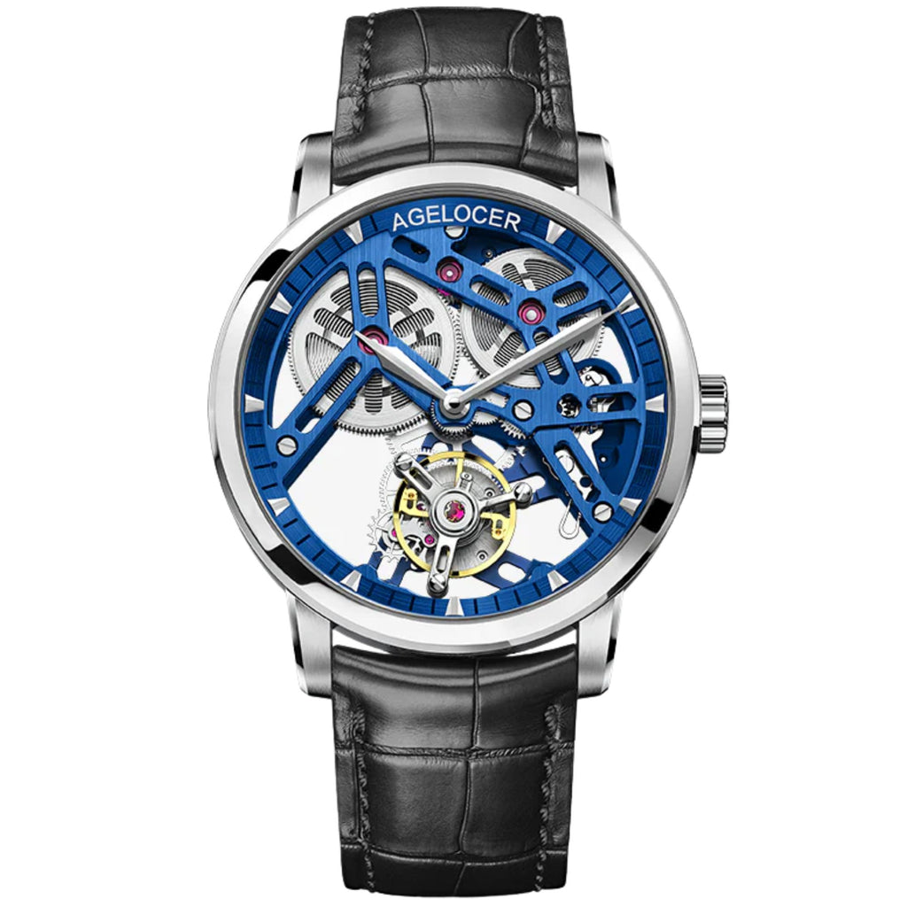AGELOCER Skeleton Free-sprung Balance Flying Tourbillon Manual Winding Tourbillon Mechanical Watch
