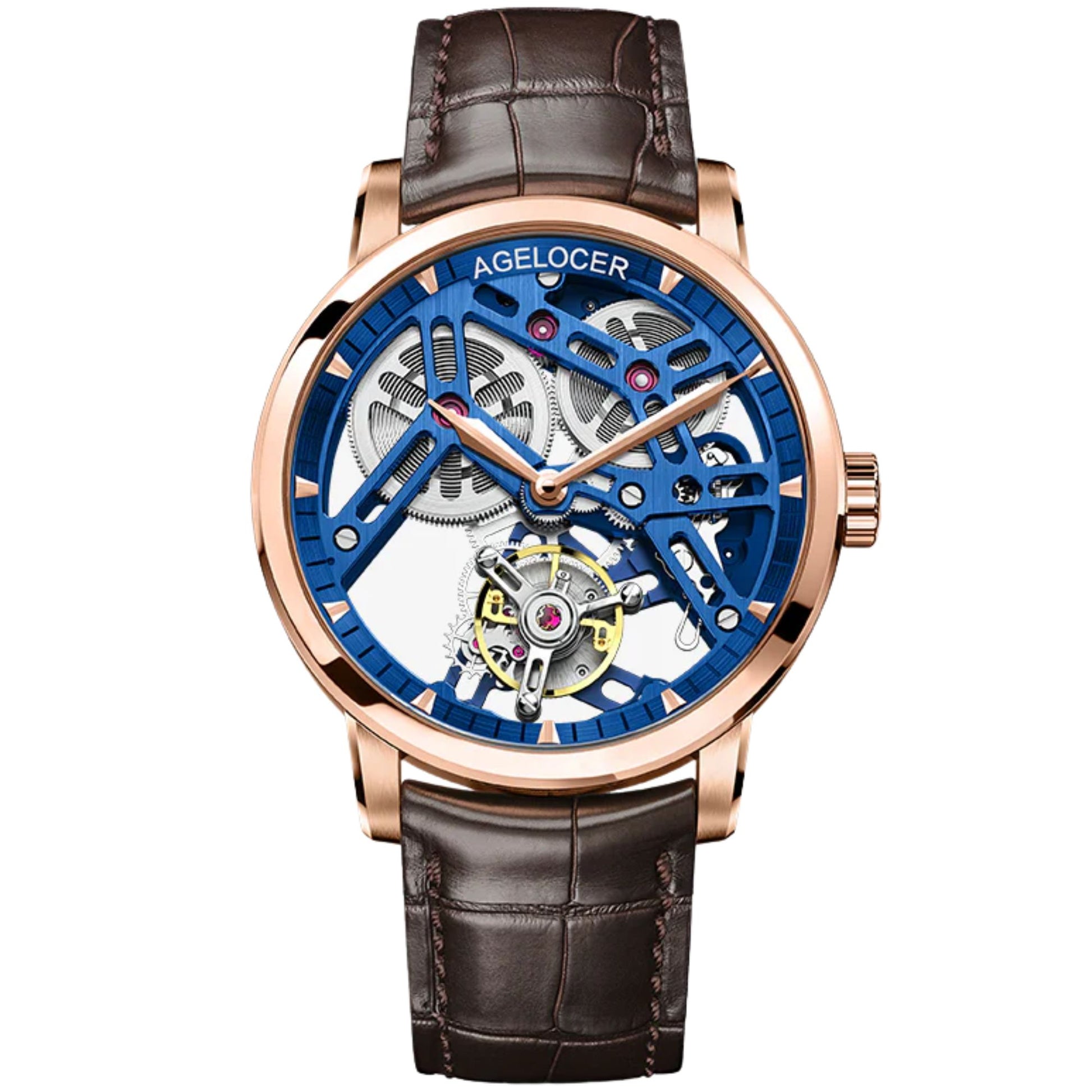 AGELOCER Skeleton Free-sprung Balance Flying Tourbillon Manual Winding Tourbillon Mechanical Watch
