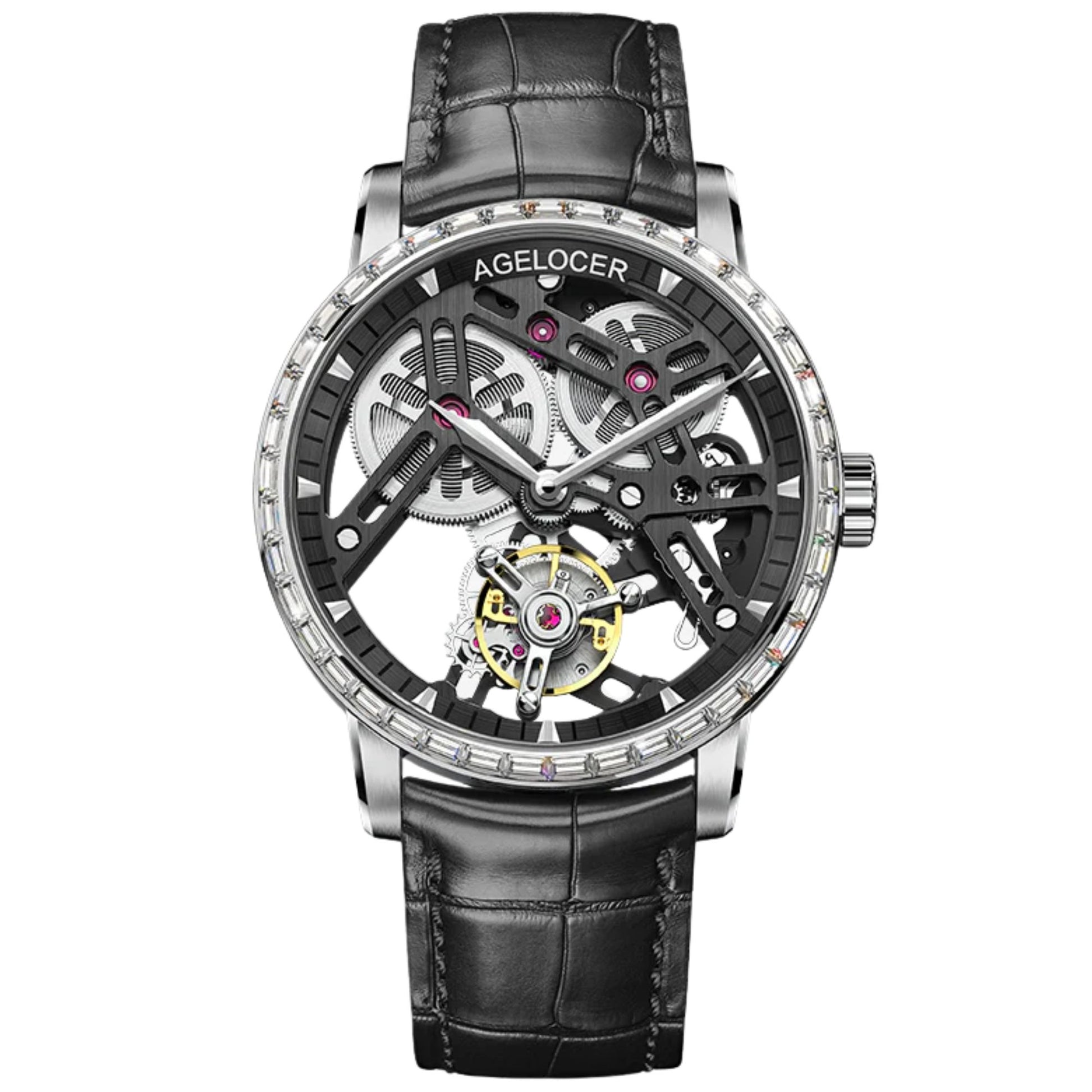 AGELOCER Skeleton Free-sprung Balance Flying Tourbillon Manual Winding Tourbillon Mechanical Watch