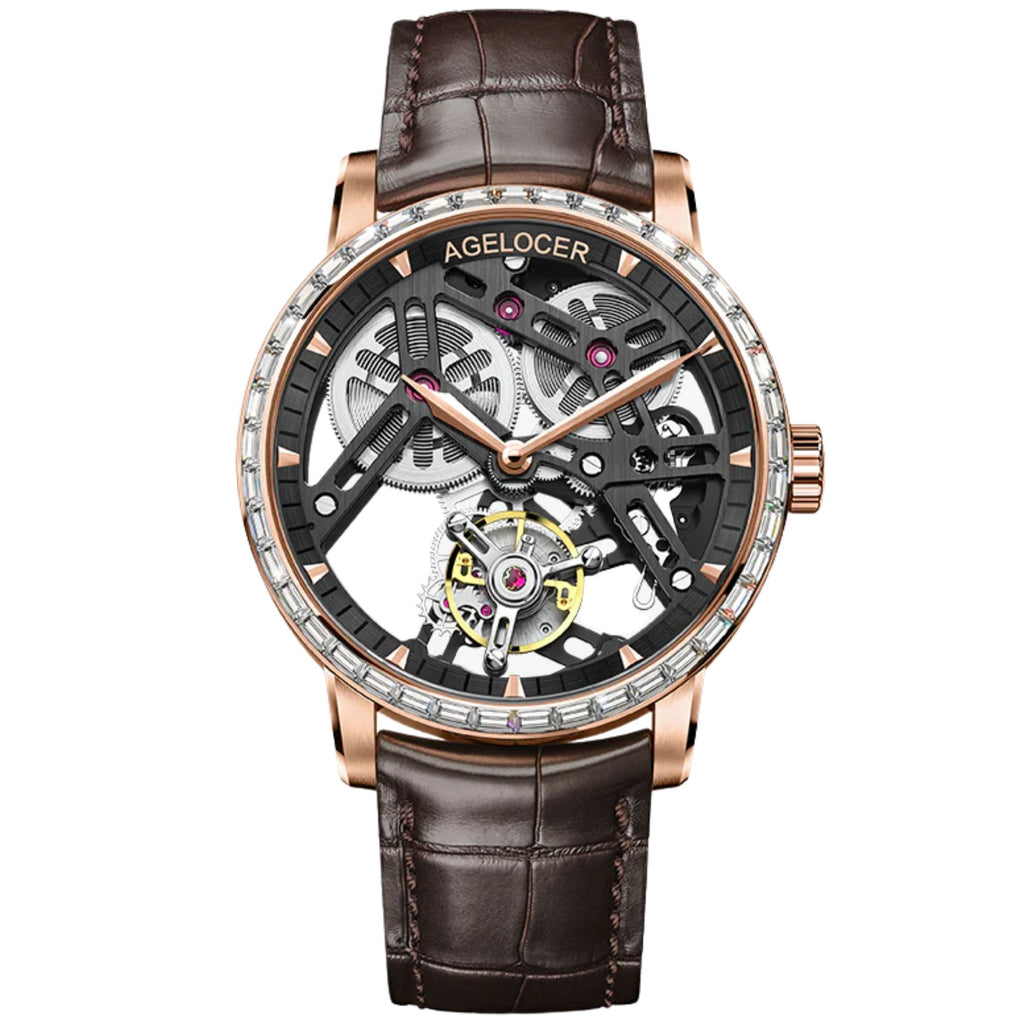 AGELOCER Skeleton Free-sprung Balance Flying Tourbillon Manual Winding Tourbillon Mechanical Watch