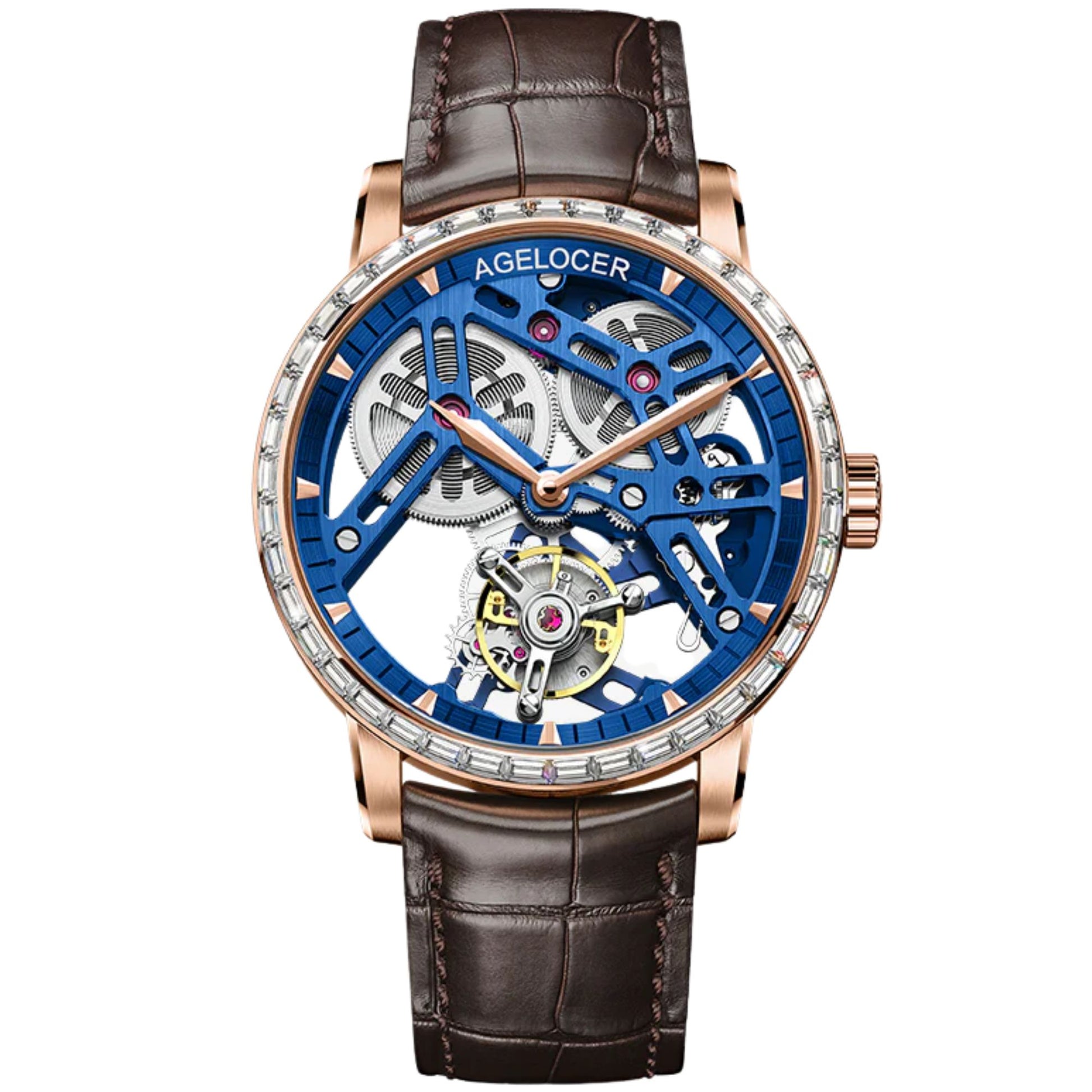 AGELOCER Skeleton Free-sprung Balance Flying Tourbillon Manual Winding Tourbillon Mechanical Watch