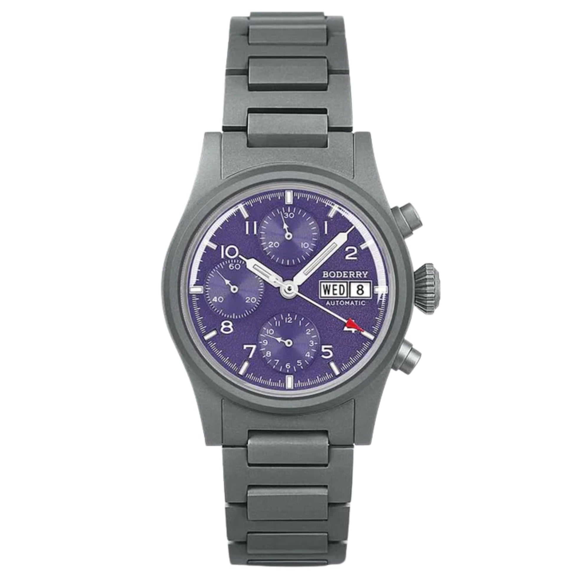 BODERRY LANDMASTER Chronograph – Titanium Automatic Tritium Field Watch | Reverse Panda-bracelet