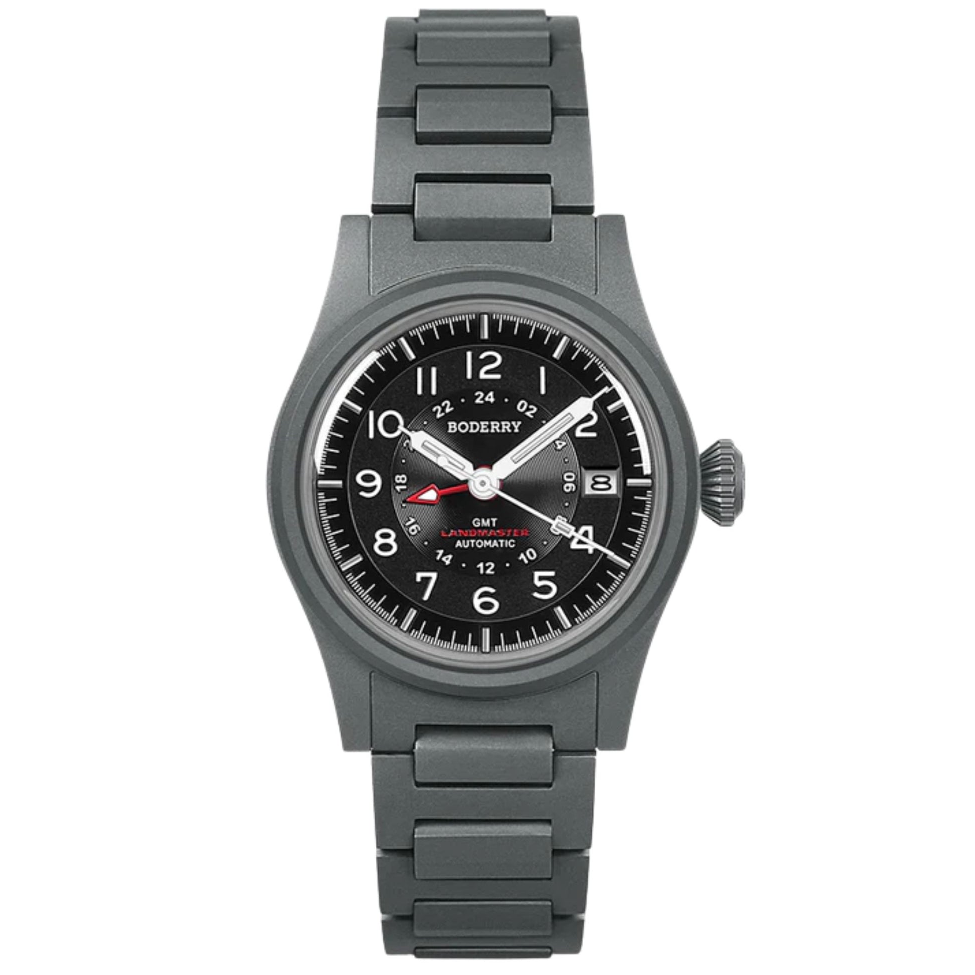 BODERRY LANDMASTER GMT – Titanium Automatic Tritium Field Watch | Black