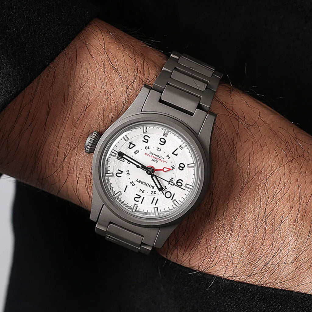 BODERRY LANDMASTER GMT – Titanium Automatic Tritium Field Watch | White