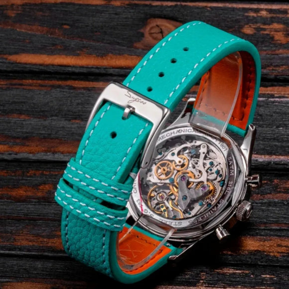 S387F Tiffany Blue Mechanical Chronograph 40 mm V2