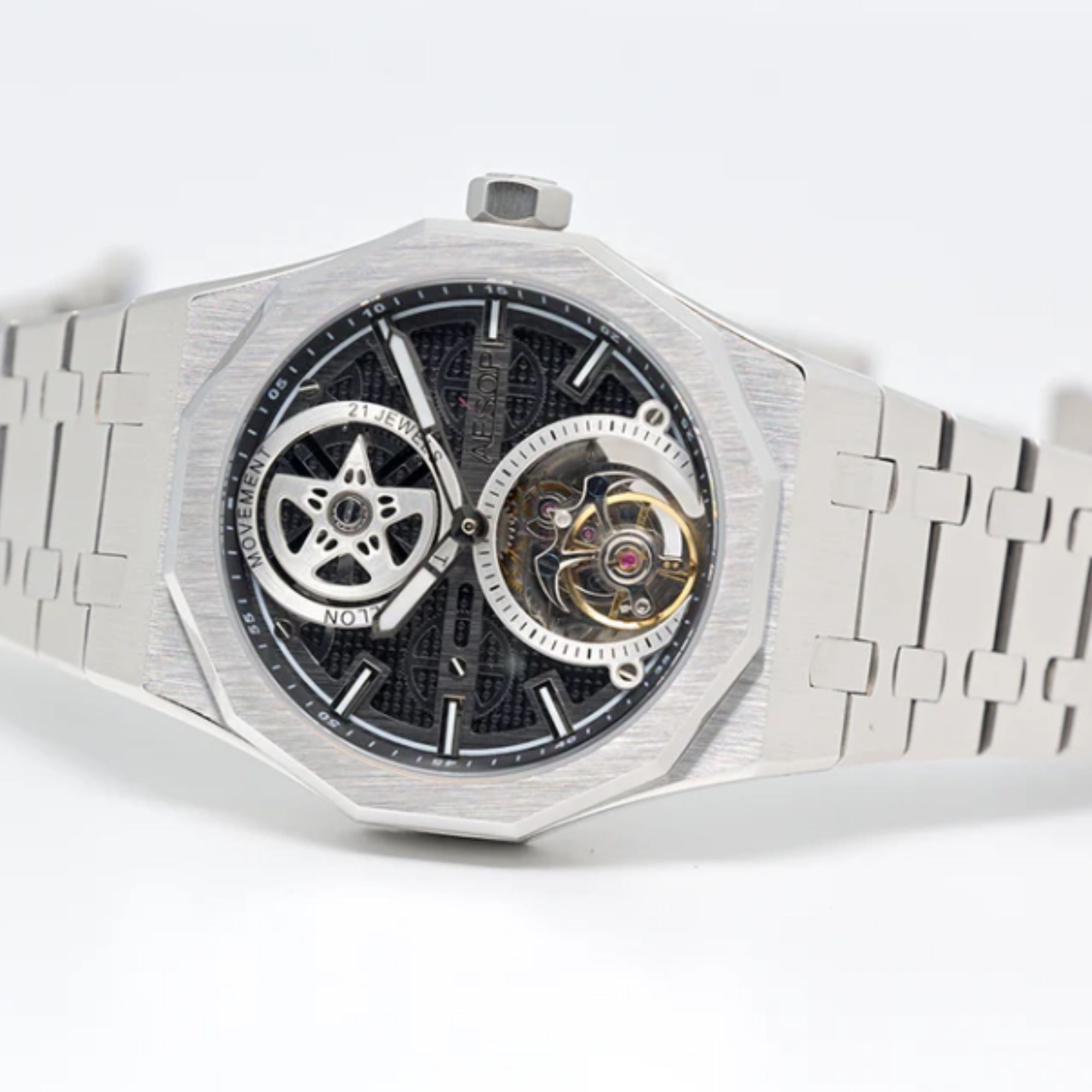 AESOP Skeleton tourbillon movement mechanical men watch 7092