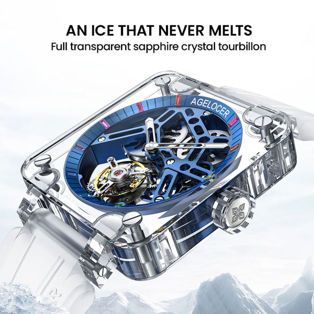 AGELOCER Tourbillon Series Limited Edition Sapphire Mechanical Skeleton Watches For Men