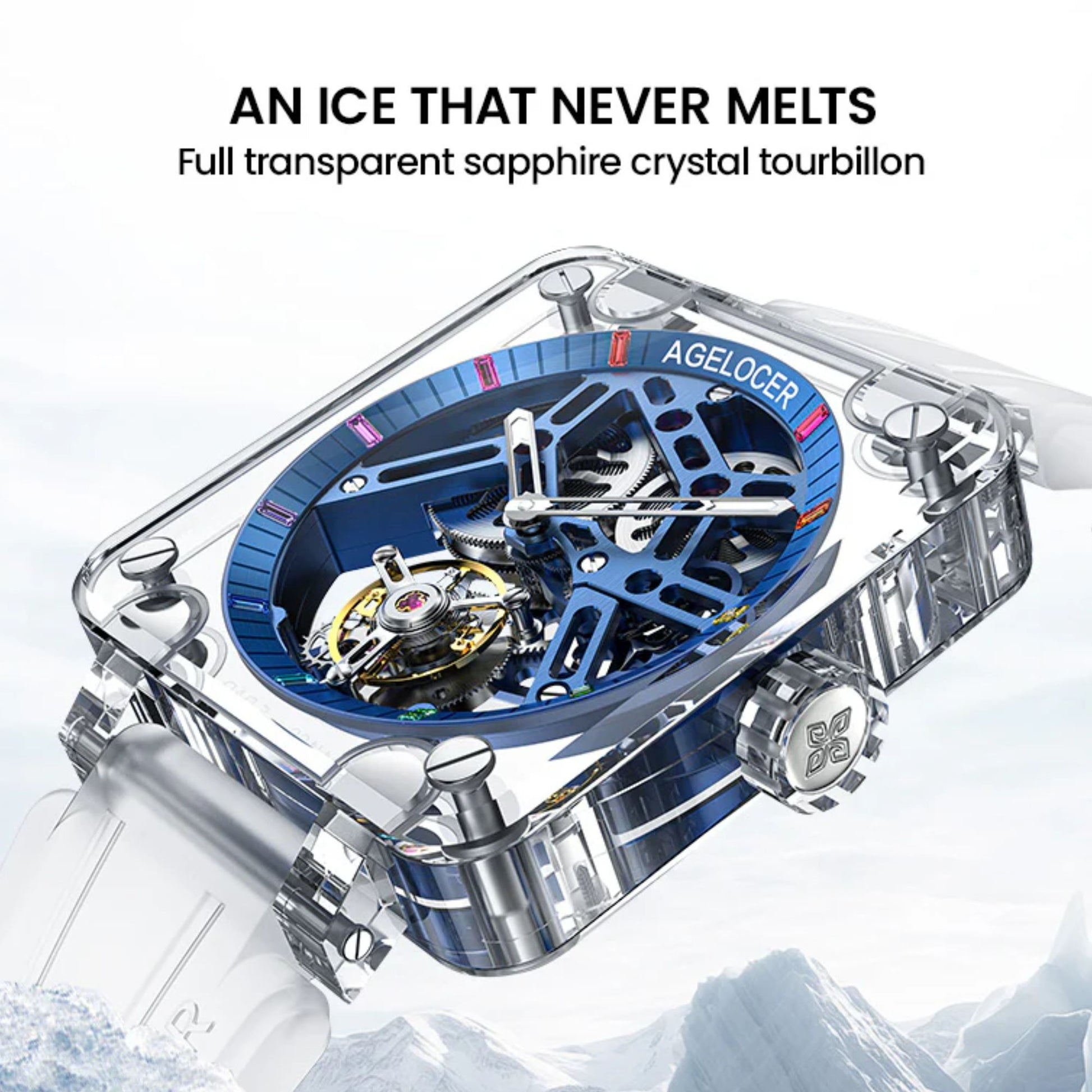 AGELOCER Tourbillon Series Limited Edition Sapphire Mechanical Skeleton Watches For Men