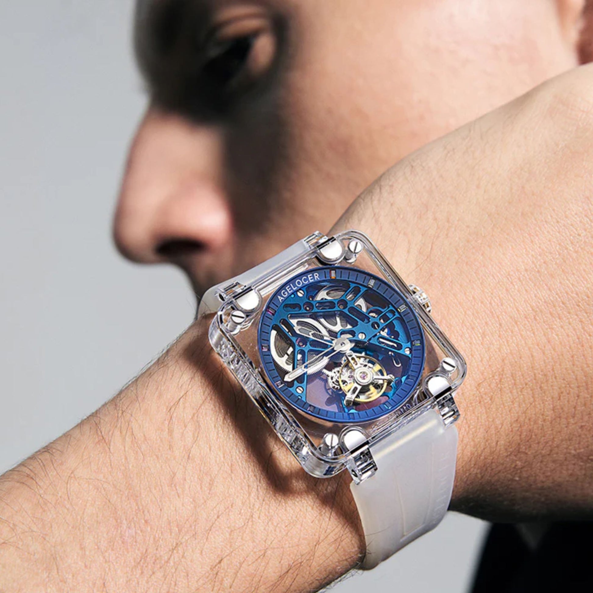 AGELOCER Tourbillon Series Limited Edition Sapphire Mechanical Skeleton Watches For Men