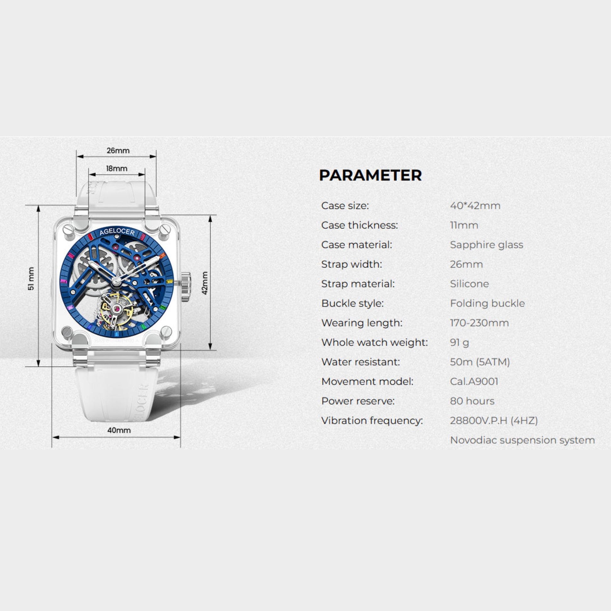 AGELOCER Tourbillon Series Limited Edition Sapphire Mechanical Skeleton Watches For Men
