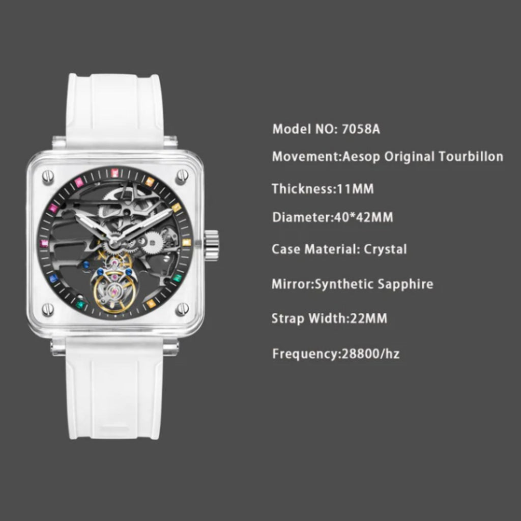 AESOP K9 Crystal Case Sapphire Mirror Tourbillon Watch 7058A